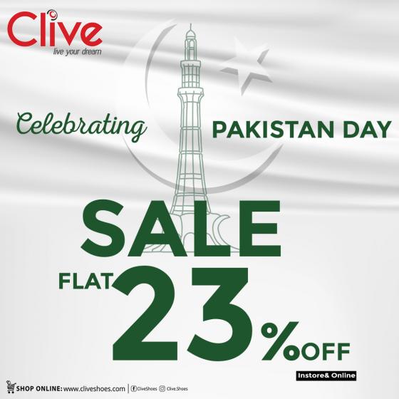 Clive Pakistan Day sale! Avail flat 23 Off, from 14th March 2023